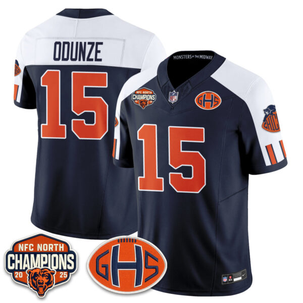 Chicago Bears Rome Odunze 2026 Rivalries Split Edition Vapor Jersey - All Stitched - Navy Alternate