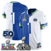 Seattle Seahawks Team Super Bowl LX Champions Split Edition Vapor Jersey - All Stitched - Royal White