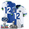 Seattle Seahawks Fan Super Bowl LX Champions Split Edition Vapor Jersey - All Stitched - Royal White