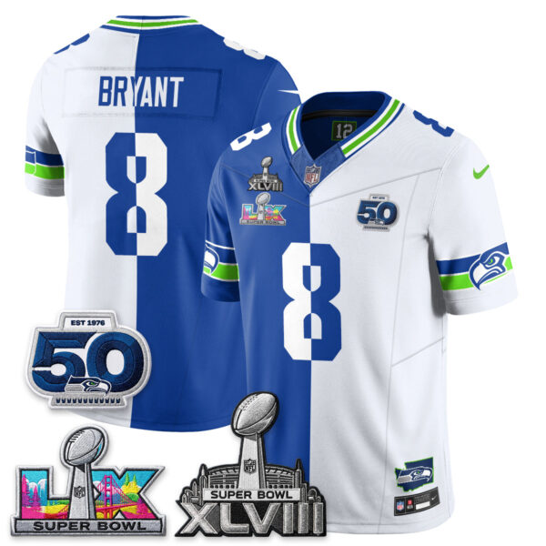 Seattle Seahawks Coby Bryant Super Bowl LX Champions Split Edition Vapor Jersey - All Stitched - Royal White