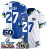 Seattle Seahawks Riq Woolen Super Bowl LX Champions Split Edition Vapor Jersey - All Stitched - Royal White