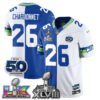 Seattle Seahawks Zach Charbonnet Super Bowl LX Champions Split Edition Vapor Jersey - All Stitched - Royal White