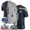 Seattle Seahawks Team Super Bowl LX Champions Split Edition Vapor Jersey - All Stitched - Rivalries Navy