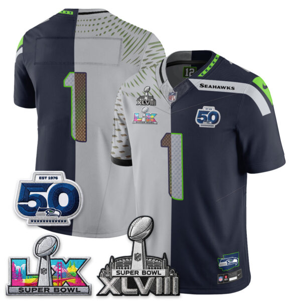 Seattle Seahawks Team Super Bowl LX Champions Split Edition Vapor Jersey - All Stitched - Rivalries Navy
