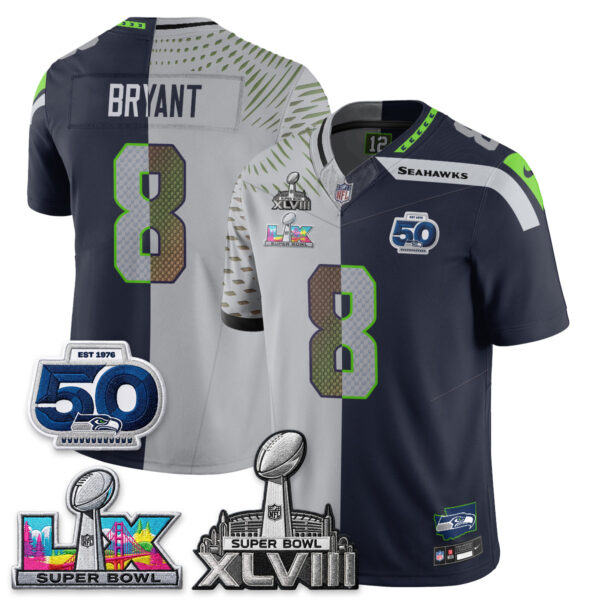 Seattle Seahawks Coby Bryant Super Bowl LX Champions Split Edition Vapor Jersey - All Stitched - Rivalries Navy