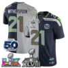 Seattle Seahawks Devon Witherspoon Super Bowl LX Champions Split Edition Vapor Jersey - All Stitched - Rivalries Navy
