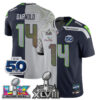 Seattle Seahawks Sam Darnold Super Bowl LX Champions Split Edition Vapor Jersey - All Stitched - Rivalries Navy