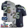Seattle Seahawks Zach Charbonnet Super Bowl LX Champions Split Edition Vapor Jersey - All Stitched - Rivalries Navy