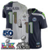 Seattle Seahawks Jaxon Smith-Njigba Super Bowl LX Champions Split Edition Vapor Jersey - All Stitched - Rivalries Navy