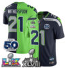 Seattle Seahawks Devon Witherspoon Super Bowl LX Champions Split Edition Vapor Jersey - All Stitched - Neon Navy