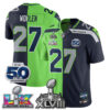 Seattle Seahawks Riq Woolen Super Bowl LX Champions Split Edition Vapor Jersey - All Stitched - Neon Navy