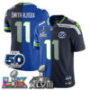 Seattle Seahawks Jaxon Smith-Njigba Super Bowl LX Champions Split Edition Vapor Jersey - All Stitched - Royal Navy