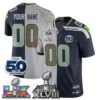 Seattle Seahawks Super Bowl LX Champions Split Edition Vapor Custom Jersey - All Stitched - Rivalries Navy