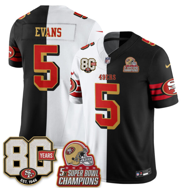 San Francisco 49ers Mike Evans Split Style Vapor Jersey - All Stitched - White Black