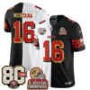 San Francisco 49ers Joe Montana Split Style Vapor Jersey - All Stitched - White Black