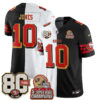 San Francisco 49ers Mac Jones Split Style Vapor Jersey - All Stitched - White Black
