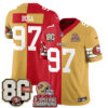 San Francisco 49ers Nick Bosa Split Style Vapor Jersey - All Stitched - Red Gold