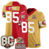 San Francisco 49ers George Kittle Split Style Vapor Jersey - All Stitched - Red Gold