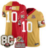 San Francisco 49ers Mac Jones Split Style Vapor Jersey - All Stitched - Red Gold