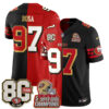 San Francisco 49ers Nick Bosa Split Style Vapor Jersey - All Stitched - Red Black