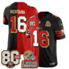 San Francisco 49ers Joe Montana Split Style Vapor Jersey - All Stitched - Red Black