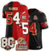 San Francisco 49ers Fred Warner Split Style Vapor Jersey - All Stitched - Red Black