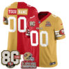 San Francisco 49ers Split Style Vapor Custom Jersey - All Stitched - Red Gold