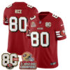 San Francisco 49ers Jerry Rice Throwback '80th Anniversary' Patch Edition Vapor Jersey - All Stitched - Red
