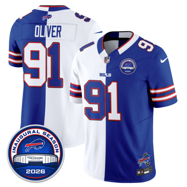 Buffalo Bills Ed Oliver 2026 Split Edition Vapor Jersey - All Stitched - Royal White