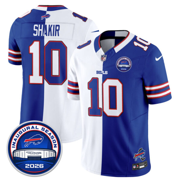 Buffalo Bills Khalil Shakir 2026 Split Edition Vapor Jersey - All Stitched - Royal White