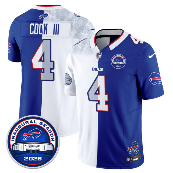 Buffalo Bills James Cook III 2026 Split Edition Vapor Jersey - All Stitched - Royal Rivalries