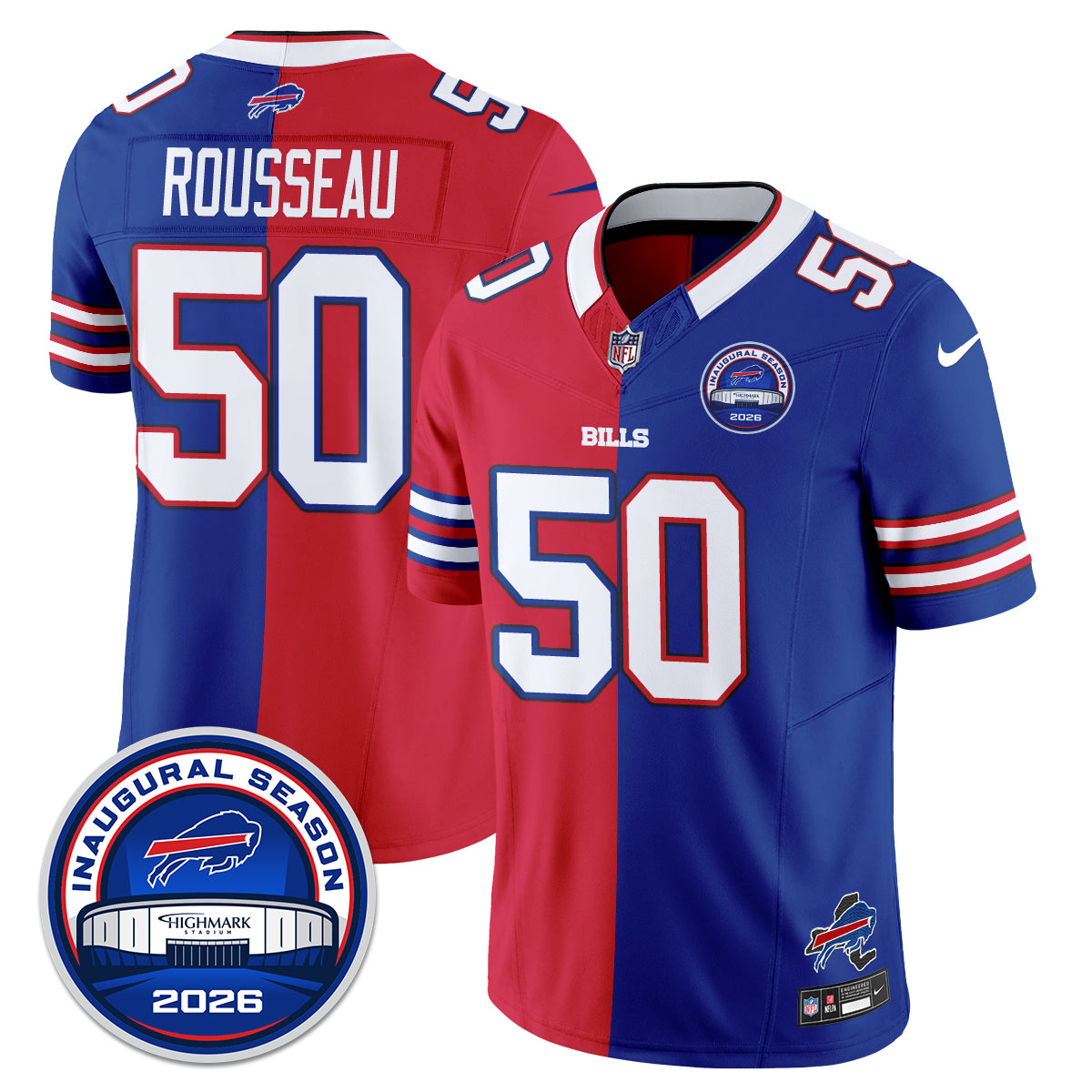 Buffalo Bills Greg Rousseau 2026 Split Edition Vapor Jersey - All Stitched - Royal Red