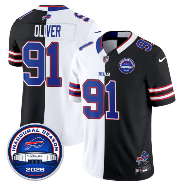 Buffalo Bills Ed Oliver 2026 Split Edition Vapor Jersey - All Stitched - Black White