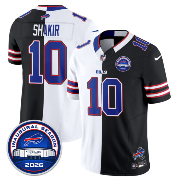 Buffalo Bills Khalil Shakir 2026 Split Edition Vapor Jersey - All Stitched - Black White
