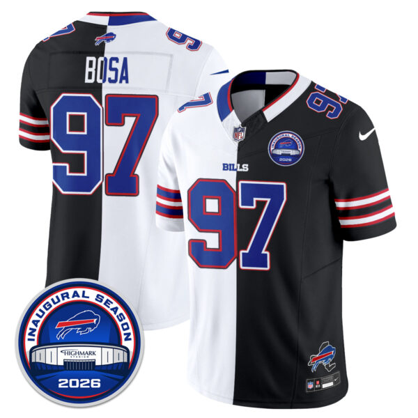 Buffalo Bills Joey Bosa 2026 Split Edition Vapor Jersey - All Stitched - Black White
