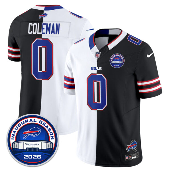 Buffalo Bills Keon Coleman 2026 Split Edition Vapor Jersey - All Stitched - Black White