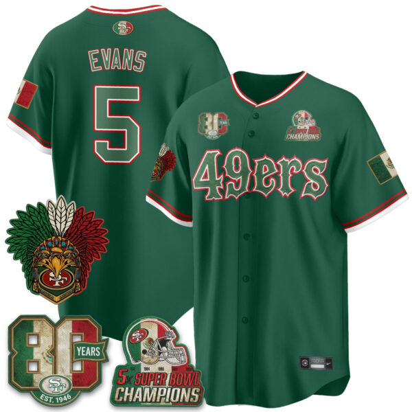 San Francisco 49ers Mike Evans Mexico Edition Baseball Vapor Jersey - All Stitched - Green