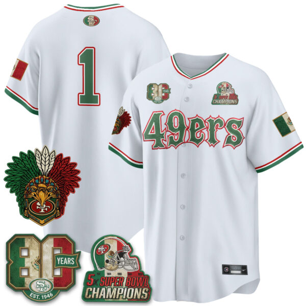 San Francisco 49ers Team Mexico Edition Baseball Vapor Jersey - All Stitched - White