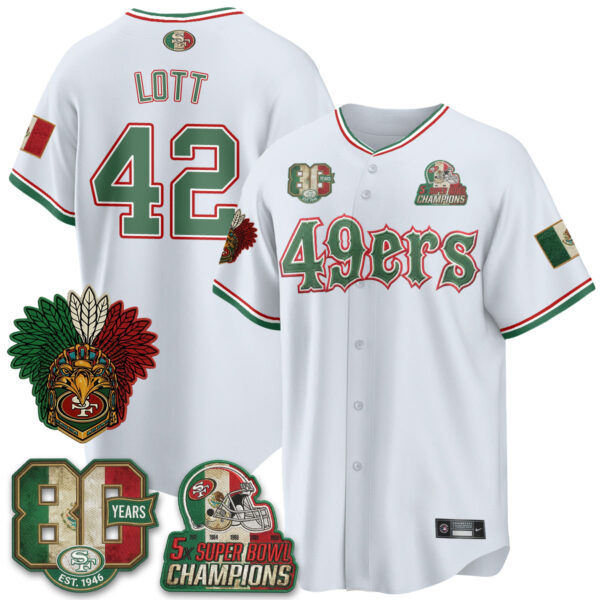 San Francisco 49ers Ronnie Lott Mexico Edition Baseball Vapor Jersey - All Stitched - White