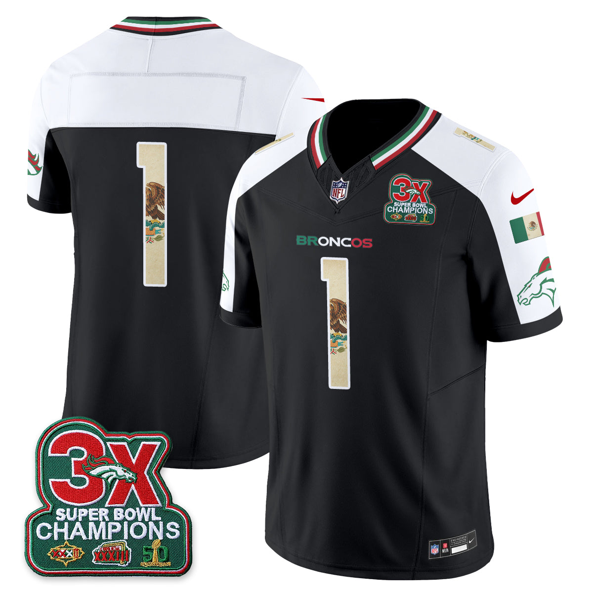 Denver Broncos Team Mexico Edition Vapor Jersey - All Stitched - Alternate