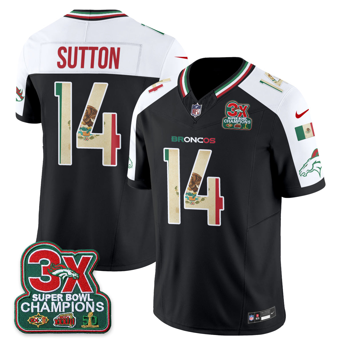 Denver Broncos Courtland Sutton Mexico Edition Vapor Jersey - All Stitched - Alternate
