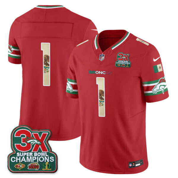 Denver Broncos Team Mexico Edition Vapor Jersey - All Stitched - Red