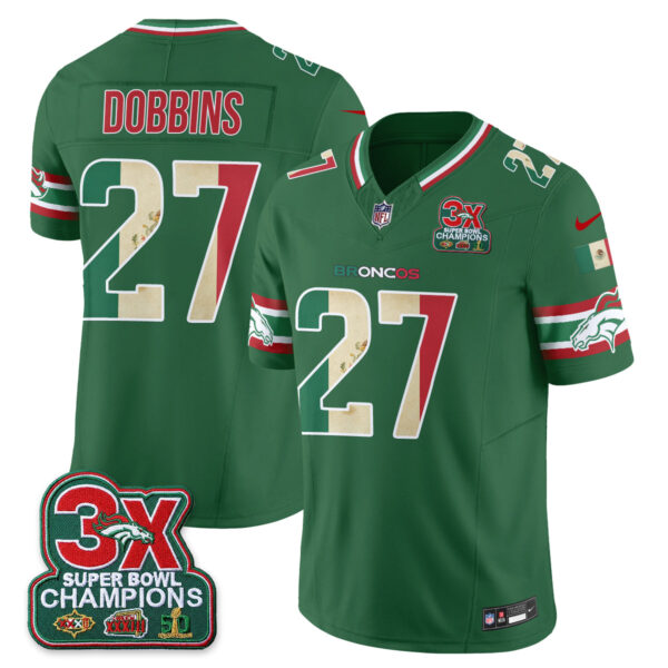 Denver Broncos J.K. Dobbins Mexico Edition Vapor Jersey - All Stitched - Green