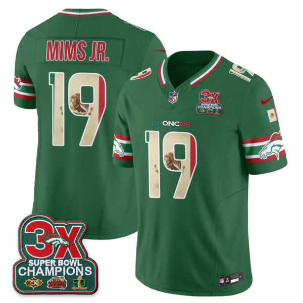 Denver Broncos Marvin Mims Jr. Mexico Edition Vapor Jersey - All Stitched - Green