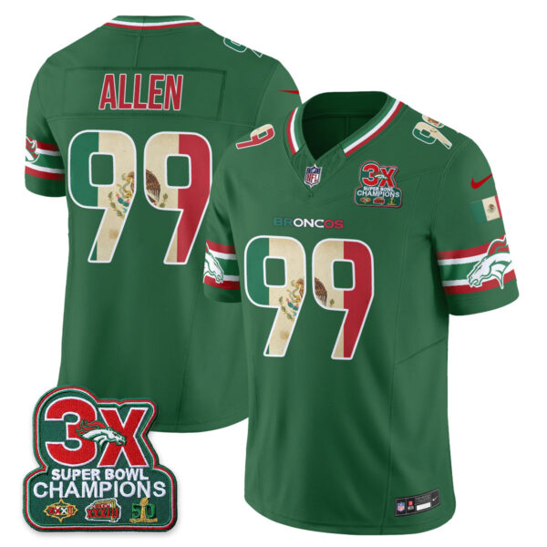 Denver Broncos Zach Allen Mexico Edition Vapor Jersey - All Stitched - Green