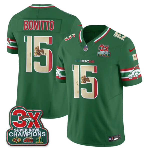 Denver Broncos Nik Bonitto Mexico Edition Vapor Jersey - All Stitched - Green