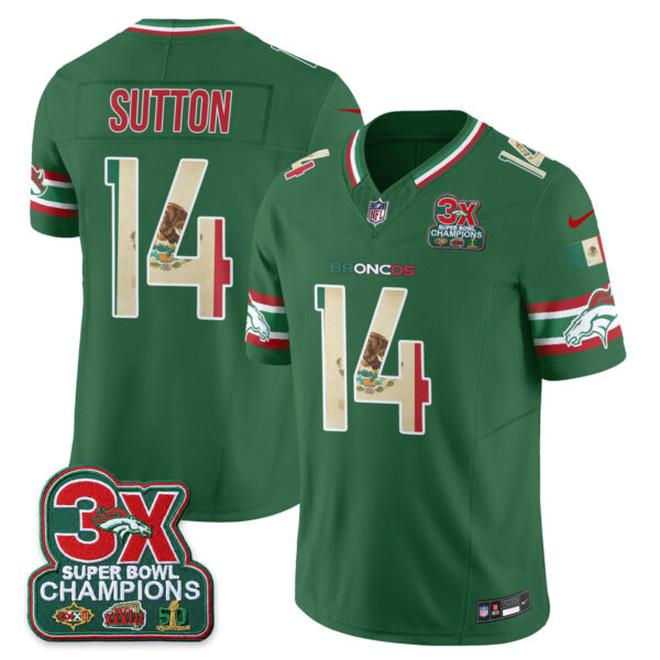 Denver Broncos Courtland Sutton Mexico Edition Vapor Jersey - All Stitched - Green