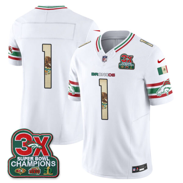 Denver Broncos Team Mexico Edition Vapor Jersey - All Stitched - White