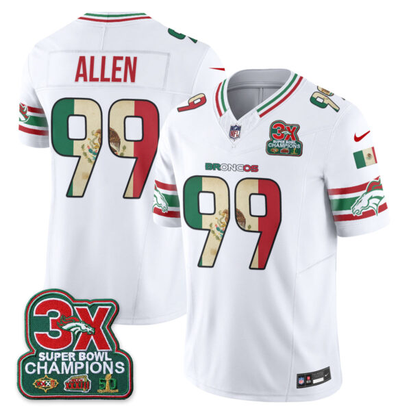 Denver Broncos Zach Allen Mexico Edition Vapor Jersey - All Stitched - White