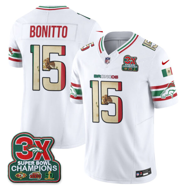 Denver Broncos Nik Bonitto Mexico Edition Vapor Jersey - All Stitched - White